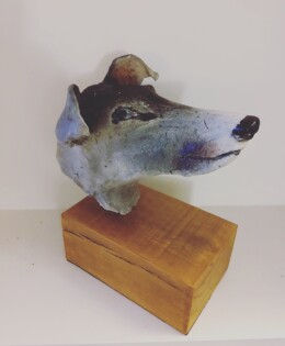Greyhound Head On Oak Base – Price £275