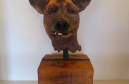 Ceramic Hyena Head Mounted On Oak £495