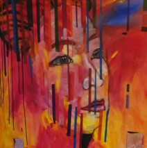 Sun Rising In The East acrylics on canvas 100cm x 100 cm